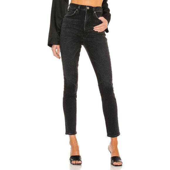AGOLDE Pinch Waist Skinny Jeans Hotline Wash Size 26 Ultra High Rise Black - Picture 1 of 9